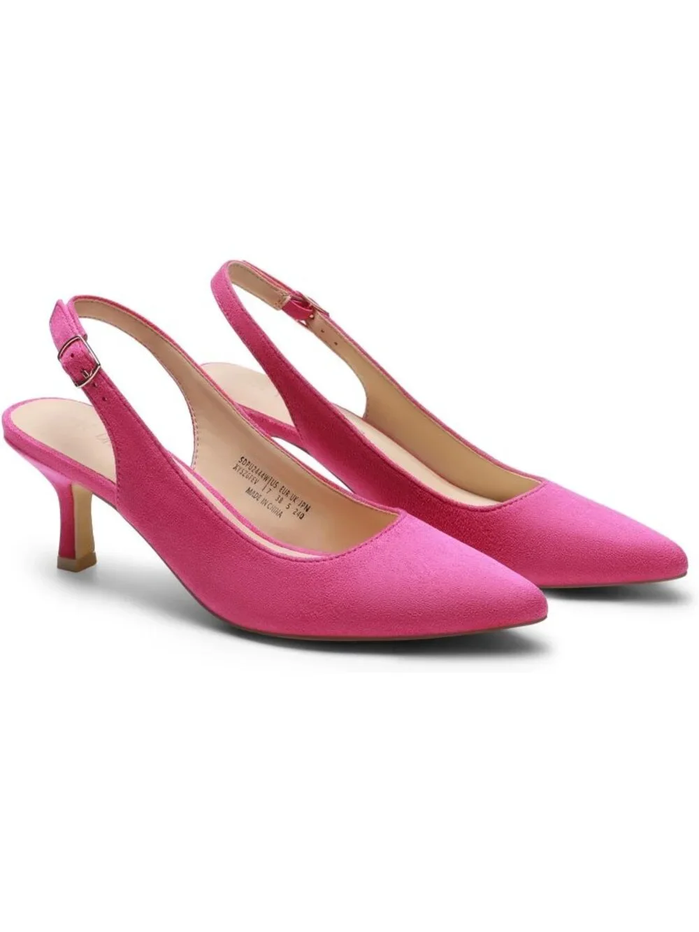 Dream Pairs Women's Hot Pink Pointed Toe Faux Leather Kitten Slingback Heels